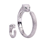 Bracelet Panthère Femme – Manchette Sertie de Zircons en Acier Inoxydable Doré, Argenté ou Or Rose