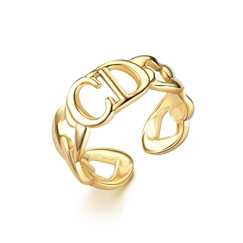Bague en acier inoxydable ajustable dorée ou argentée