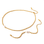 Collier Chaîne Perles Dorées avec Perle Blanche – Acier Inoxydable Waterproof & Hypoallergénique – Bijou Élégant Femme