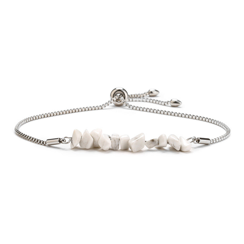 Bracelet pierres naturelles brutes  Acier inoxydable doré ajustable | Bijou énergétique & spirituel femme