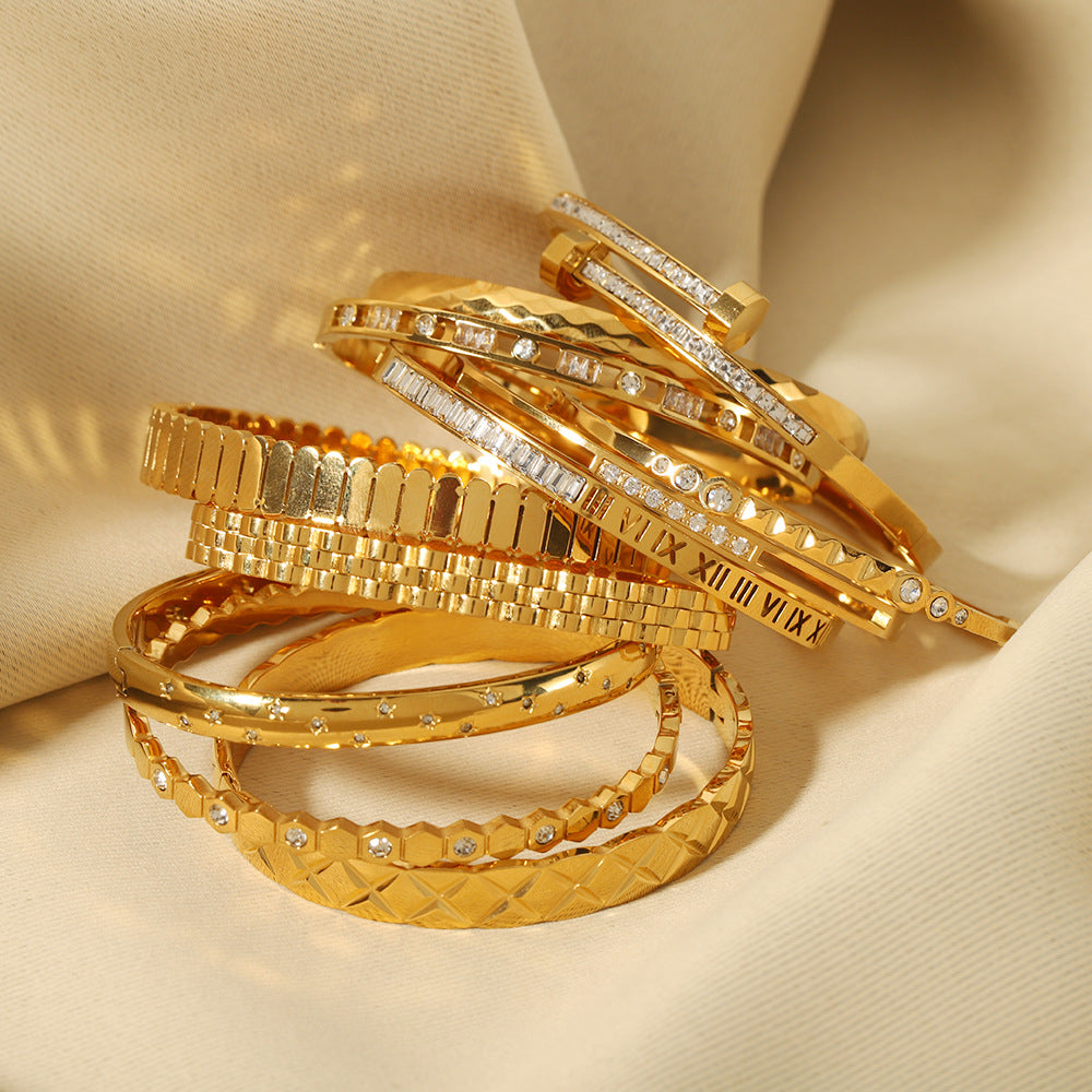 Bracelets Joncs Dorés en Acier Inoxydable