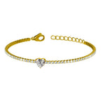 Parure Bijoux Femme  Collier, Bracelet & Boucles Cœur Zircon Doré 18K (Ensemble ou Séparés)