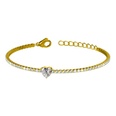 Parure Bijoux Femme  Collier, Bracelet & Boucles Cœur Zircon Doré 18K (Ensemble ou Séparés)