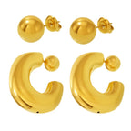 Boucles doreilles dorées C-shape en acier inoxydable  Plaqué or 18K (41,5 mm)