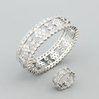 Bracelet Femme – Manchette Sertie de Pierres en Acier Inoxydable Doré, Argenté