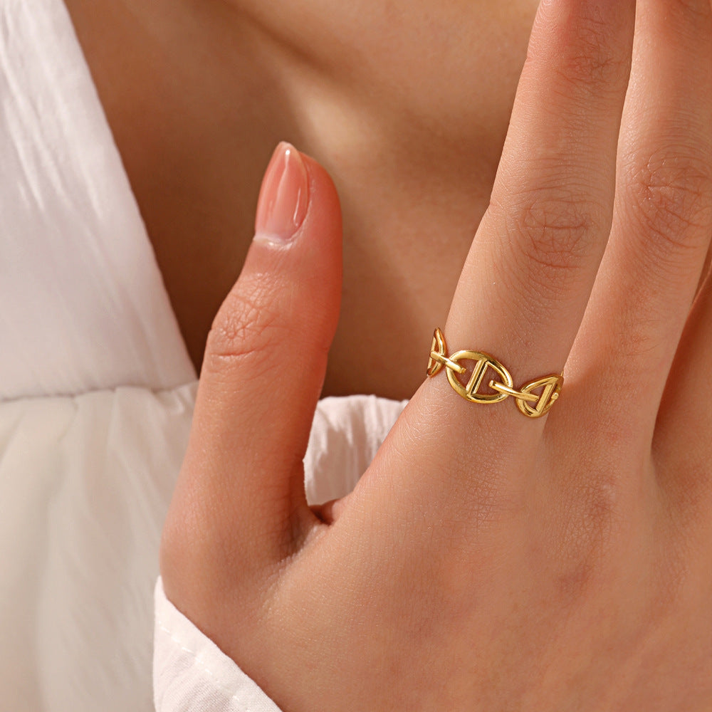 Bague en acier inoxydable Dorée à l'Or fin
