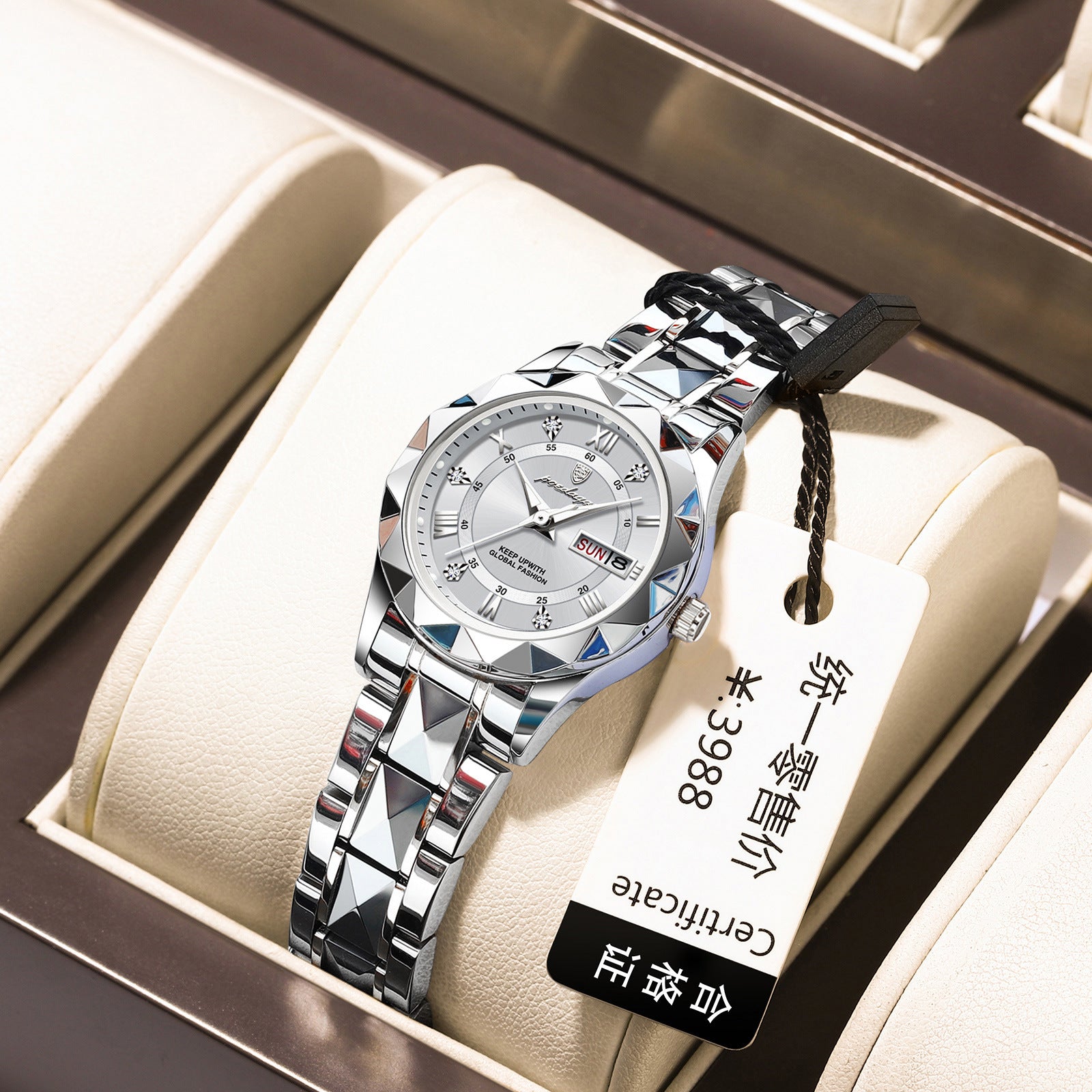 Montre Femme Suisse Étanche  POEDAGAR 306 Double Calendrier Quartz Lumineux