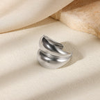 Bague Large Femme  Acier Inoxydable Plaqué Or ou Argenté