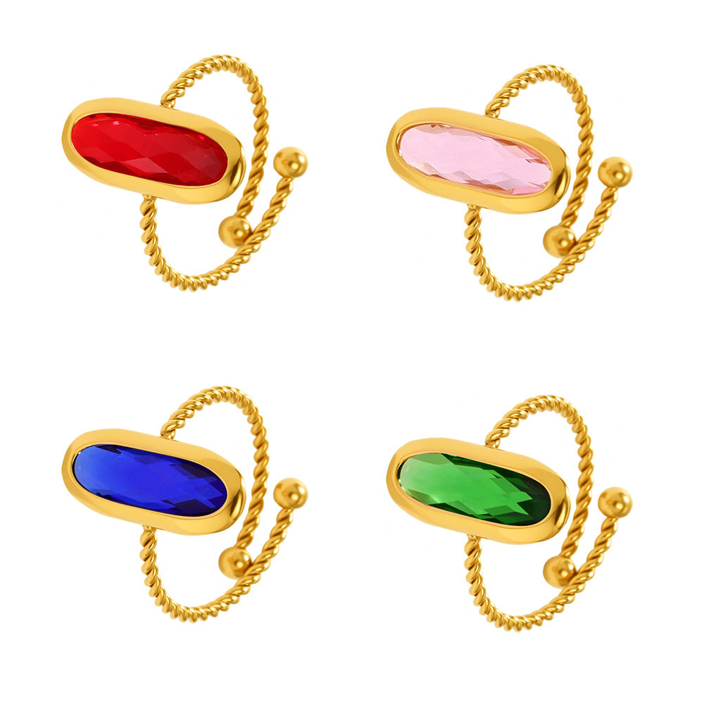 Enigma Bague Acier inoxydable doré avec cristal