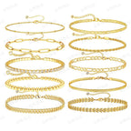 bracelets dorés en acier inoxydable  Chaînes délicates et tendance | Bijoux femme élégants | Cadeau mode polyvalent