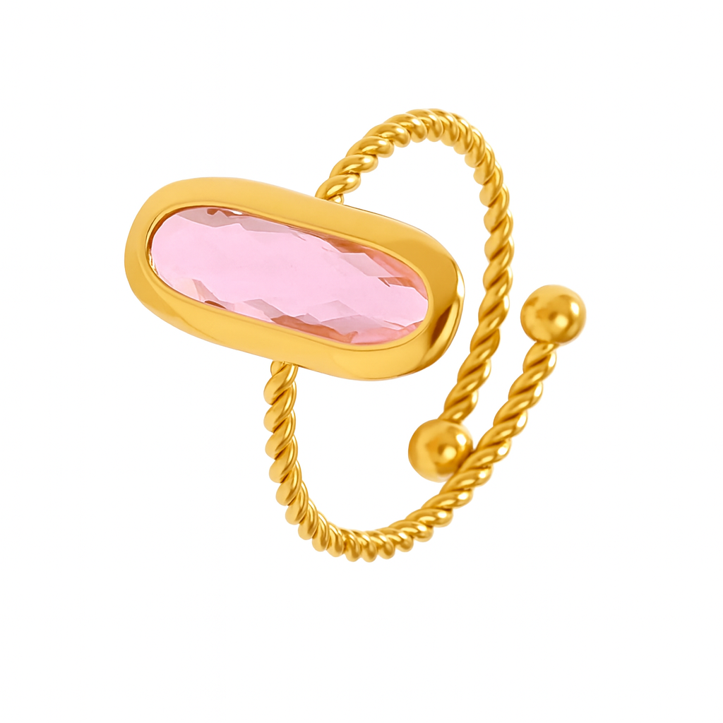 Enigma Bague Acier inoxydable doré avec cristal