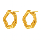 Boucles d’oreilles Design Organique Dorées – Acier Inoxydable Ajouré