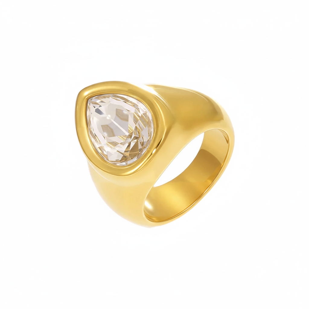 Bague en Acier Inoxydable et Zircon