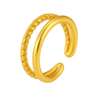 Bague Double Anneau Torsadé – Acier Inoxydable Plaqué Or 18K – Ajustable