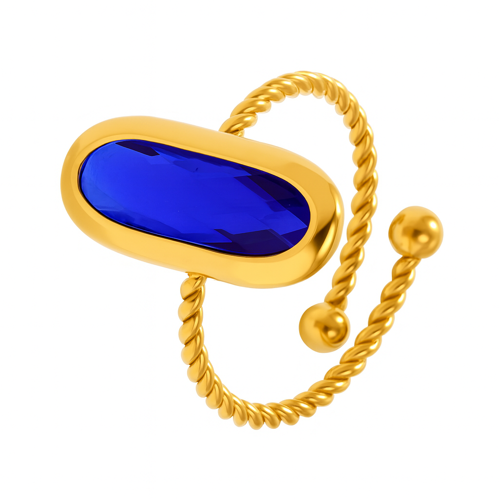 Enigma Bague Acier inoxydable doré avec cristal