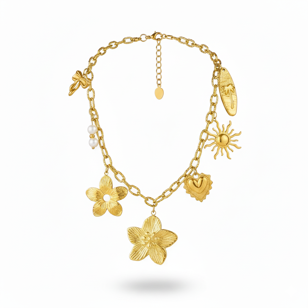Paloma-Collier Charms Fait Main en Acier Inoxydable