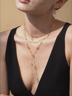 Collier Long Style Japonais à Pampilles – Acier doré a l'or 18K ou Argent