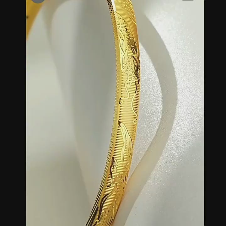 Bracelet Luxe Rigide Motifs Orientaux Gravés
