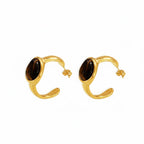 Boucles d'oreilles Oeil de Tigre Doré  Acier inoxydable et pierre naturelle