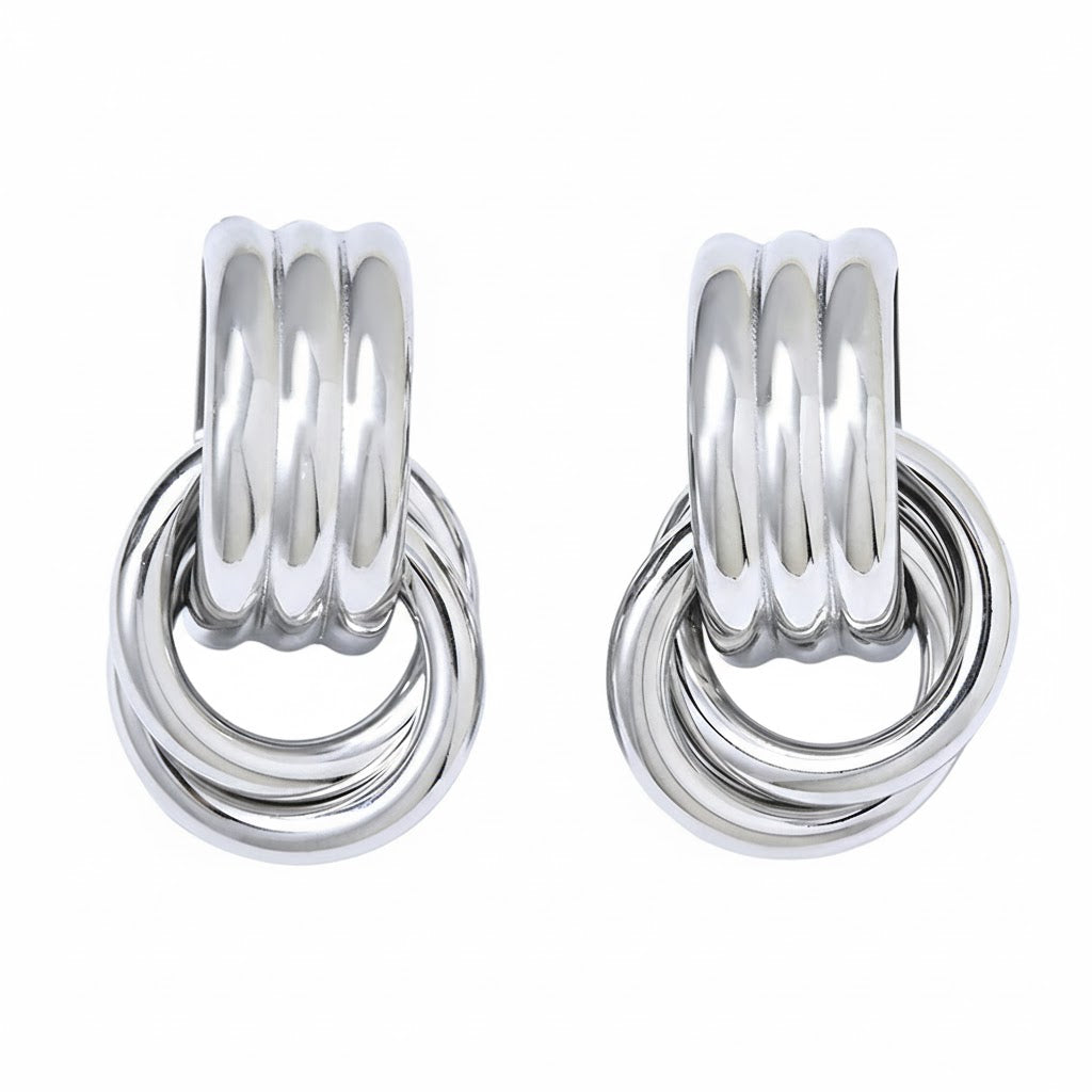 Boucles doreilles Anneaux dOr  Acier inoxydable doré, design géométrique chic