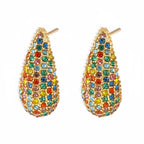 Boucles d'oreilles Goutte d'Éclat  Acier inoxydable doré et zircon scintillant