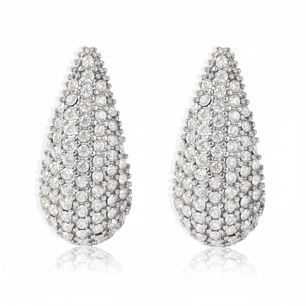 Boucles d'oreilles Goutte d'Éclat  Acier inoxydable doré et zircon scintillant
