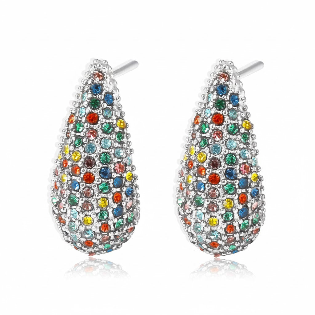 Boucles d'oreilles Goutte d'Éclat  Acier inoxydable doré et zircon scintillant