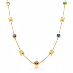 Collier Multicolore Élégance  Acier inoxydable doré et zircons scintillants