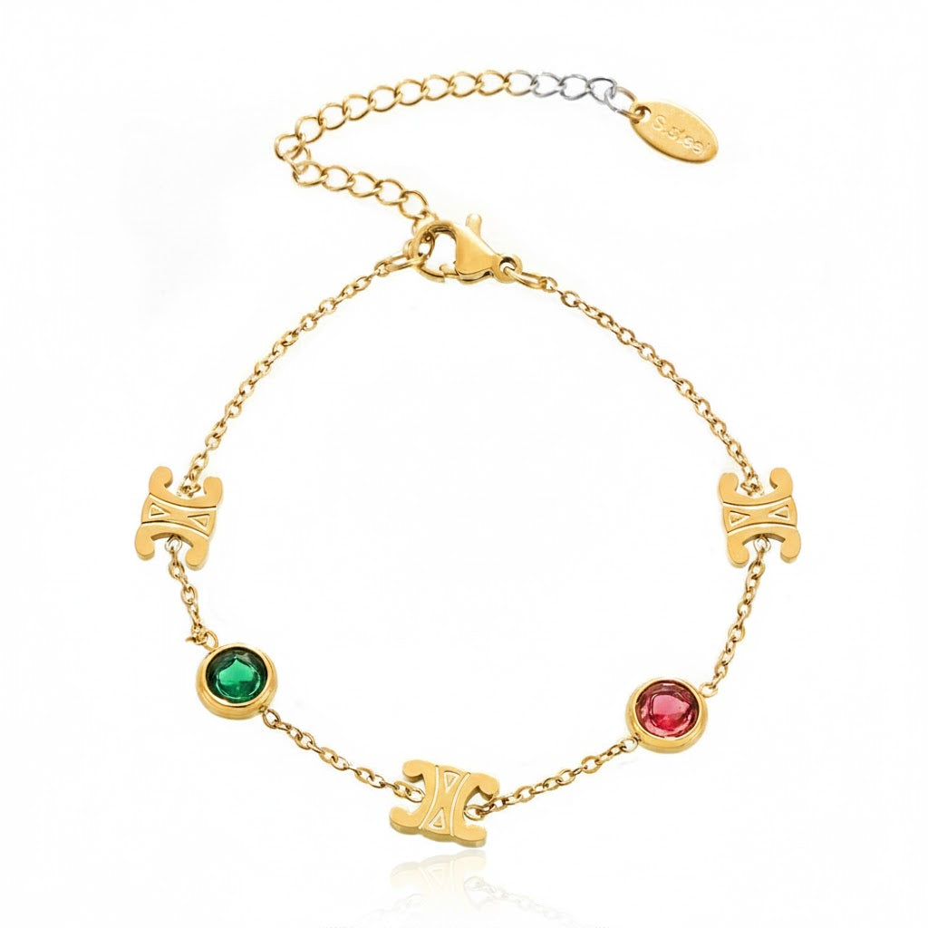 Bracelet Élégance Multicolore  Acier inoxydable et zircons scintillants