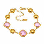 Bracelet  Doré Enigma Super Flash Verre Tchèque & Acier Inoxydable 18K