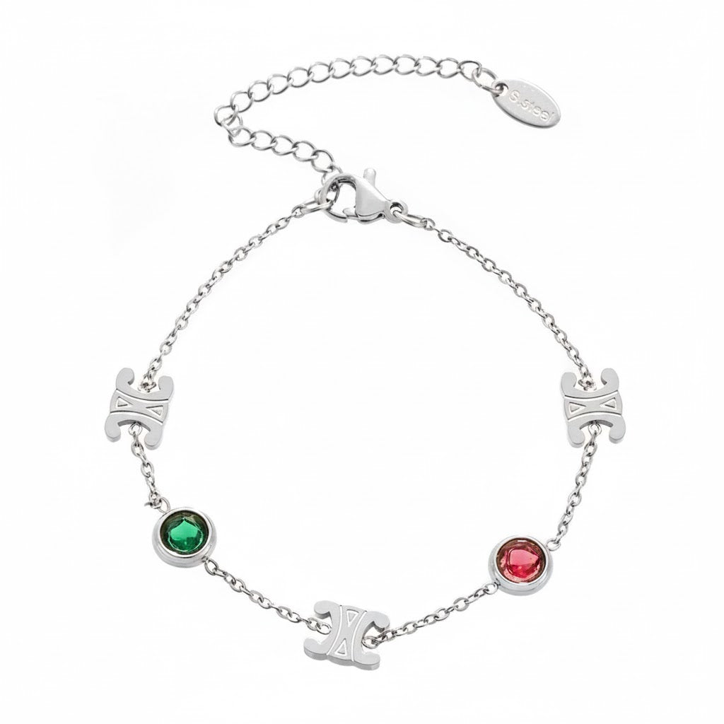 Bracelet Élégance Multicolore  Acier inoxydable et zircons scintillants