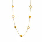Collier Long Doré Enigma Super Flash  Verre Tchèque & Acier Inoxydable 18K